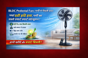 BLDC Pedestal Fan: 65% तक बिजली बचत के साथ पाएं ठंडी हवा, गर्मी का सबसे स्मार्ट सॉल्यूशन!